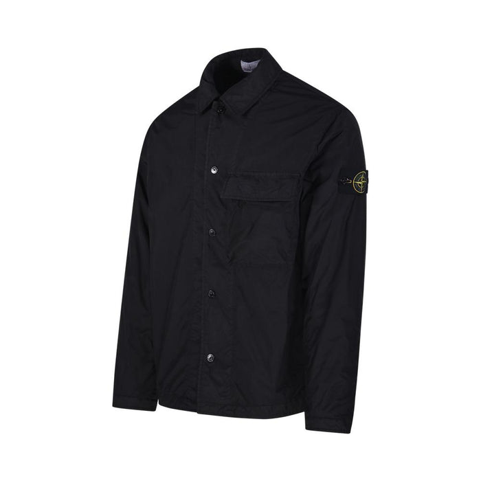 STONE ISLAND Crinkle Reps Pocket Overshirt Black Long Sleeve Shirt