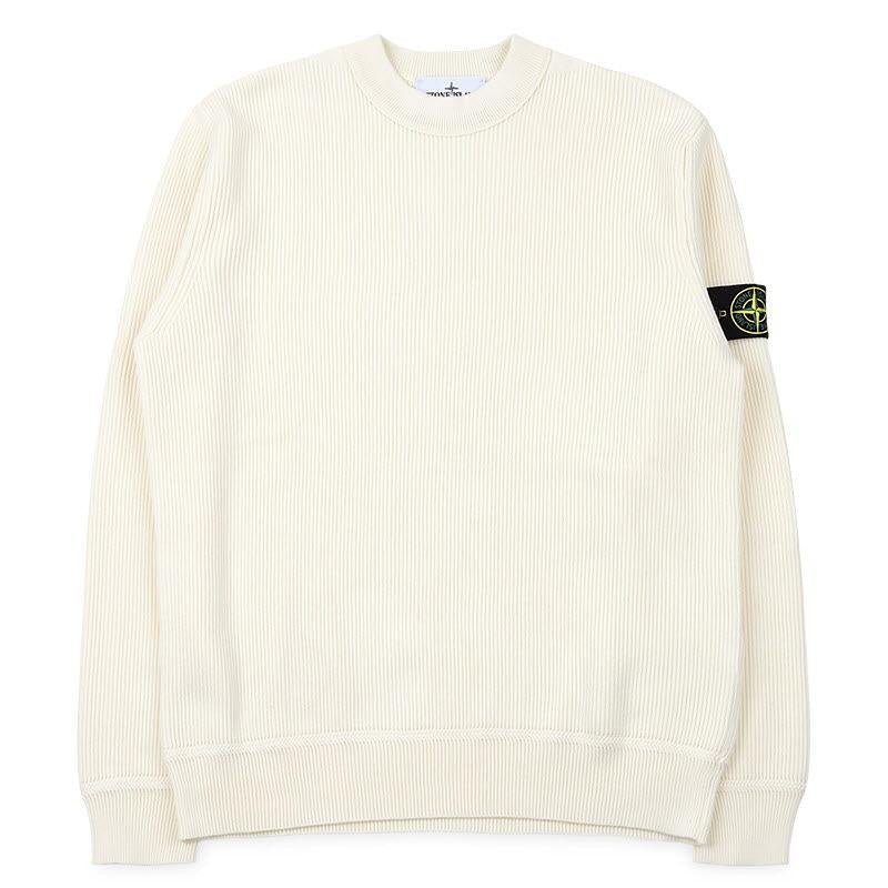 STONE ISLAND Ivory Logo Patch Crewneck Knit Sweater fo L1S15 5100154 S00D8 V0093