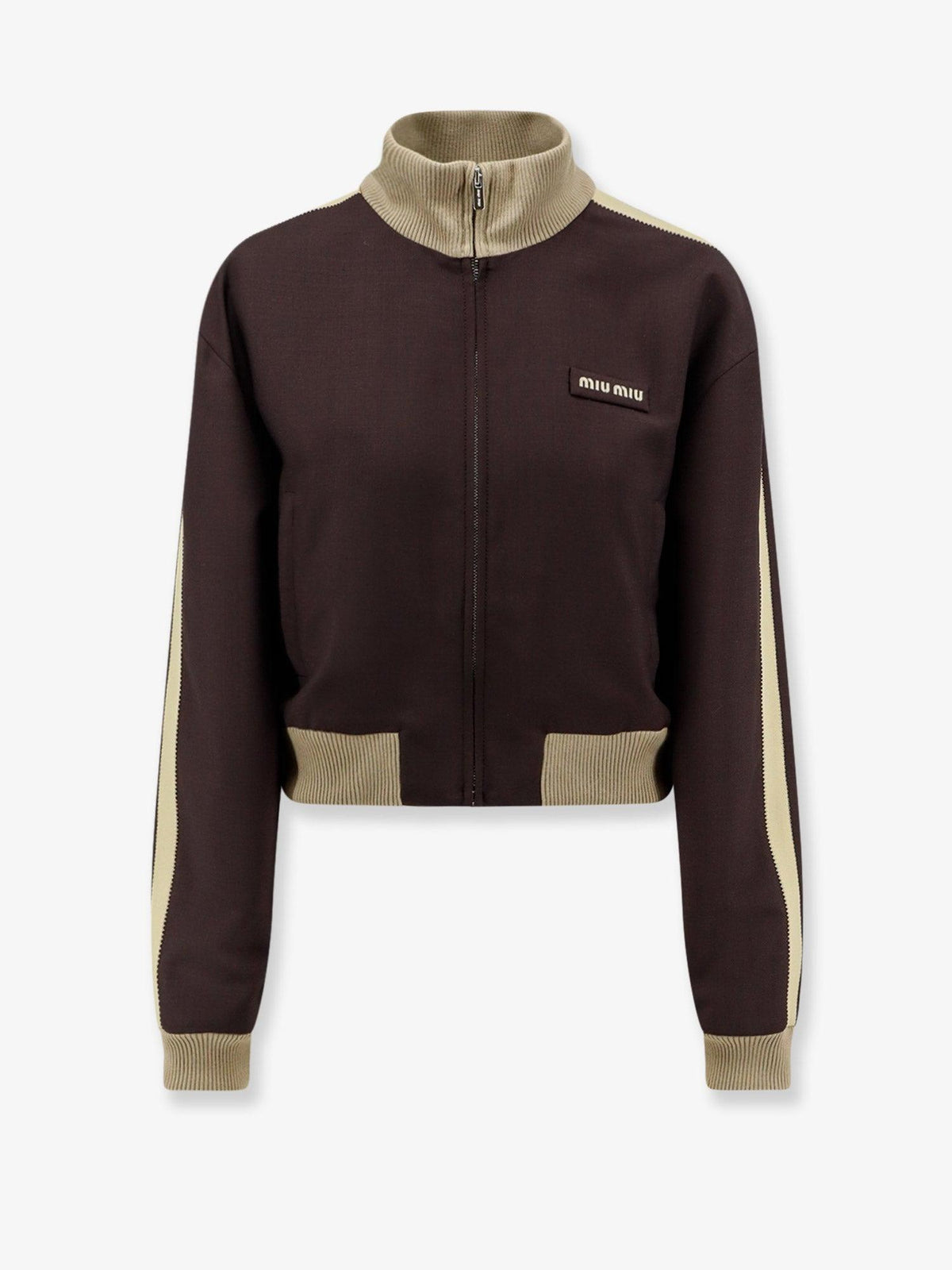 Miu Miu Wool Blend Tailored Jacket Beige