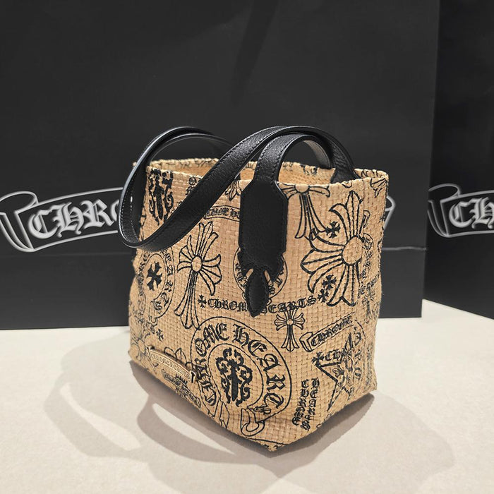 Chrome Hearts Raffia Mini Tote Bag Fabric Graphic Unisex Beach Style