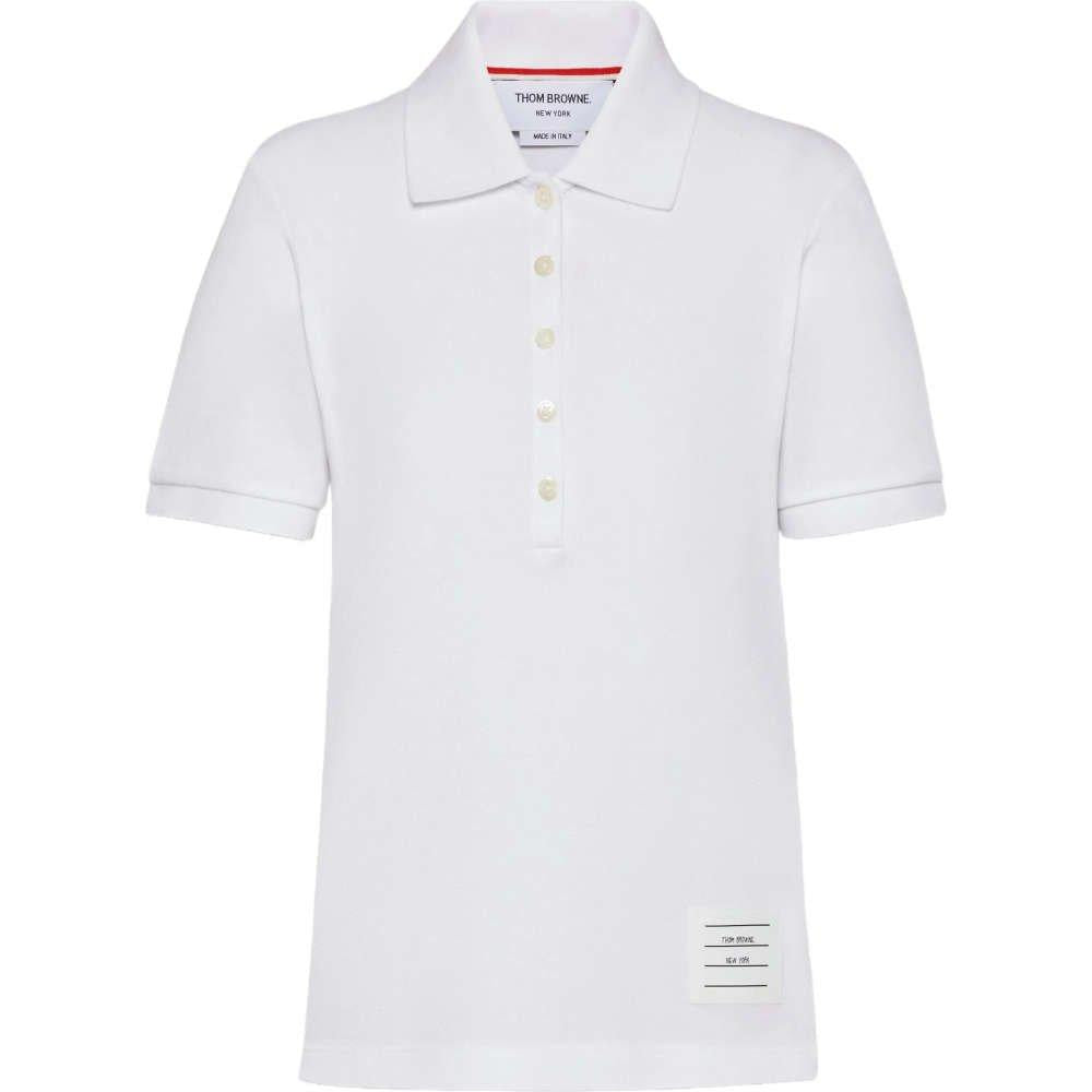 THOM BROWNE White Diagonal Armband Women’s Polo T-Shirt