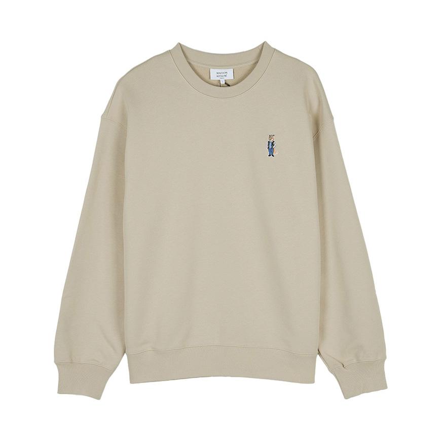 Maison Kitsune Dressed Fox Logo Crewneck Sweatshirt Men Grey PM00310 KM0341 0335