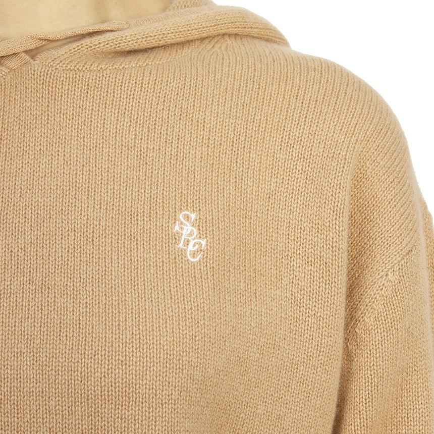 SPORTY&RICH Camel Hooded Knit Sweater for Women