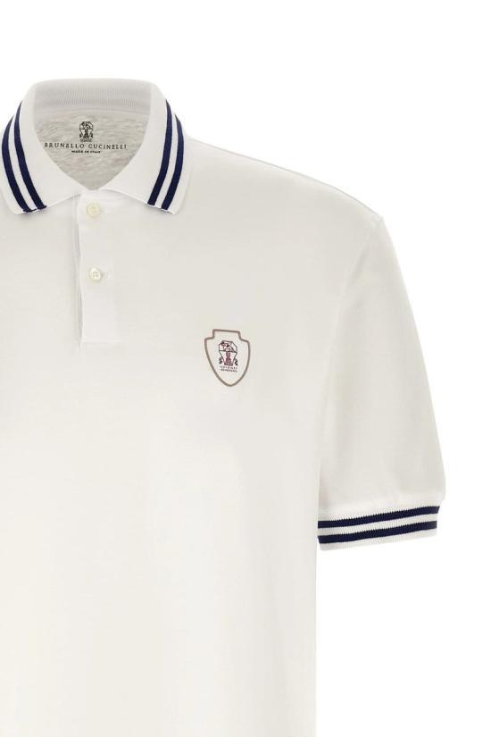 Brunello Cucinelli Logo Embroidered Polo Shirt White Men’s