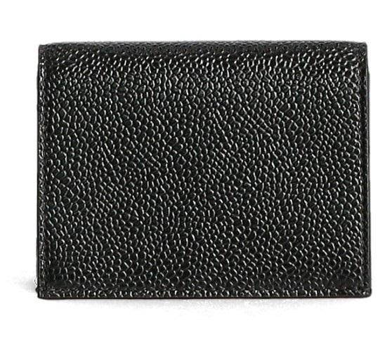 THOM BROWNE Tricolor Tab Leather Bifold Card Wallet Black