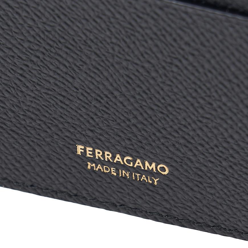 Ferragamo Men’s Gancini Leather Card Holder Wallet Black 0775660