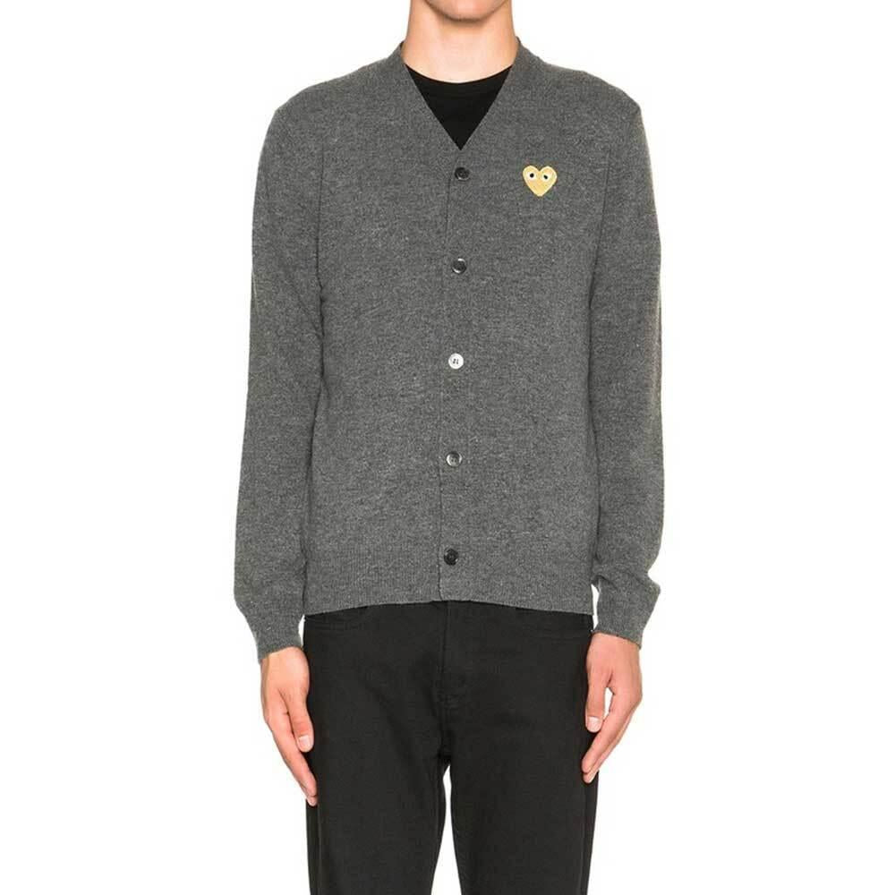 Comme des Garcons Grey Unisex Cardigan Gold Heart Knit