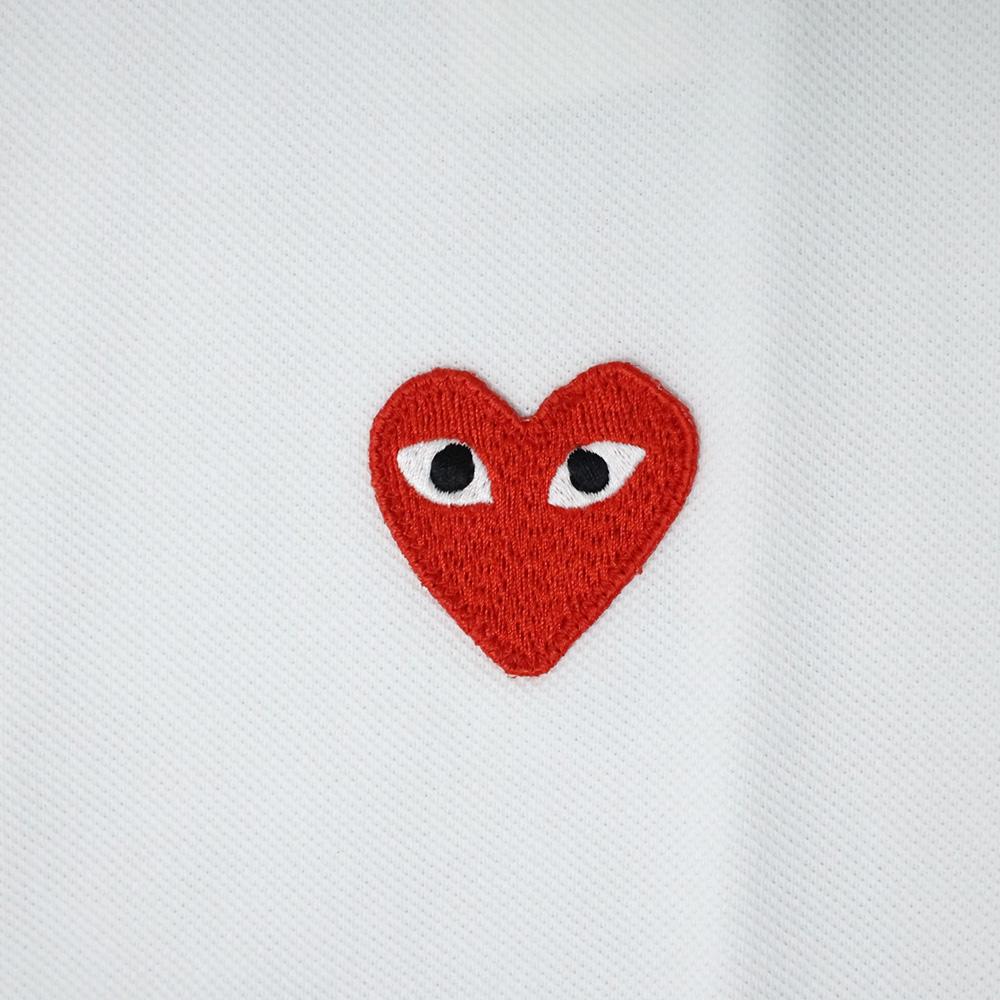 Comme des Garcons Red Heart Patch Men’s Short Sleeve Polo Shirt