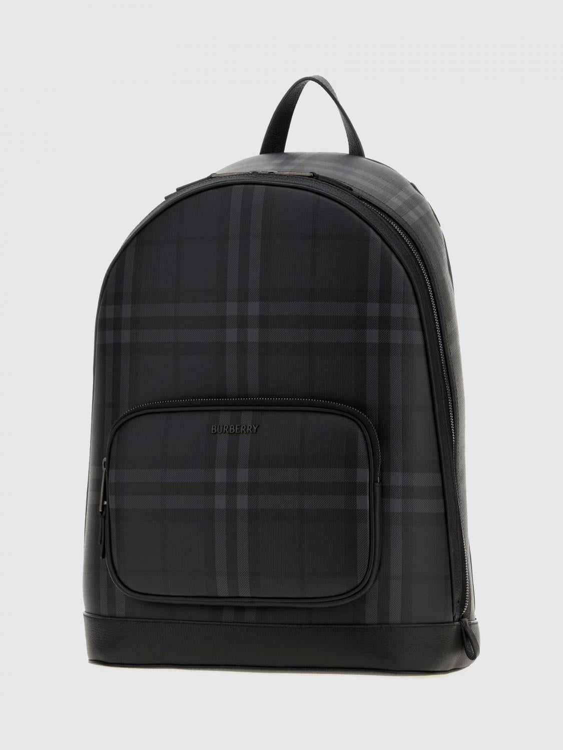 BURBERRY Black Nylon Leather Trim Backpack