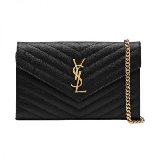 Saint Laurent Matelassé Gold-Tone Chain Shoulder Bag 377828 BOW01 1000