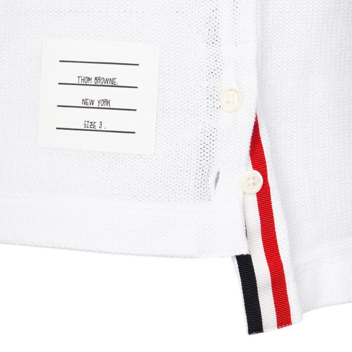 THOM BROWNE Textured Stripe Short Sleeve T-Shirt White