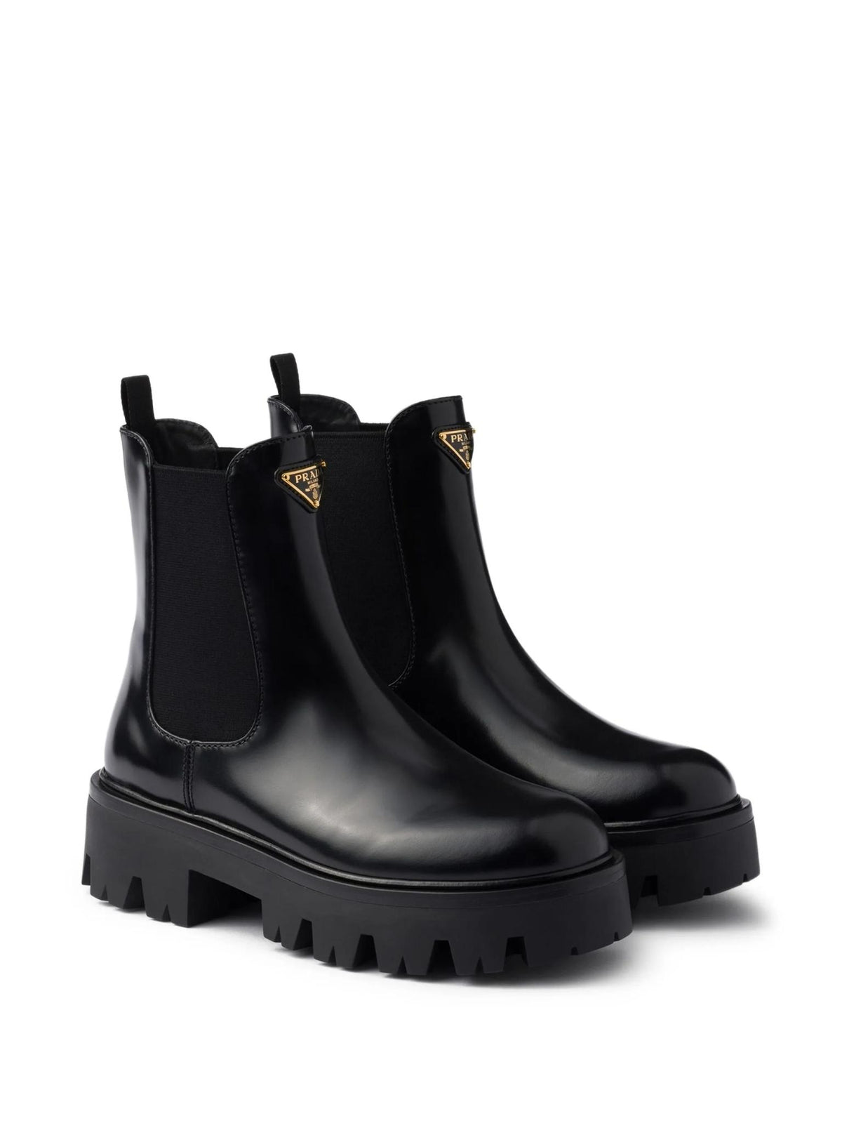 PRADA Black Leather Ankle Boots