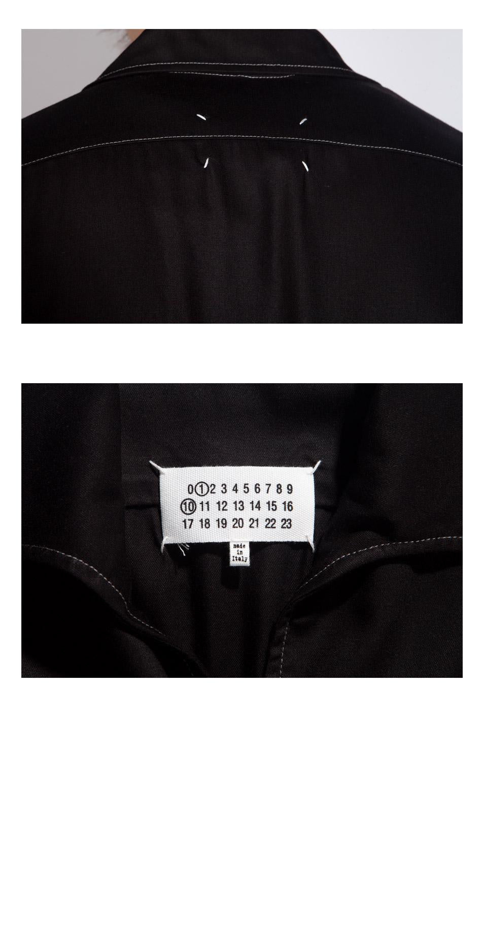 Maison Margiela Stitch Logo Rayon Twill Short Sleeve Shirt Black