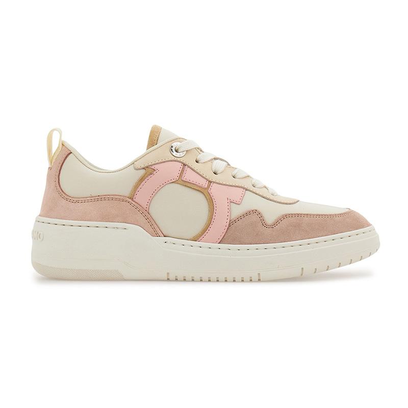 Ferragamo Pink Gancini Low-Top Sneakers