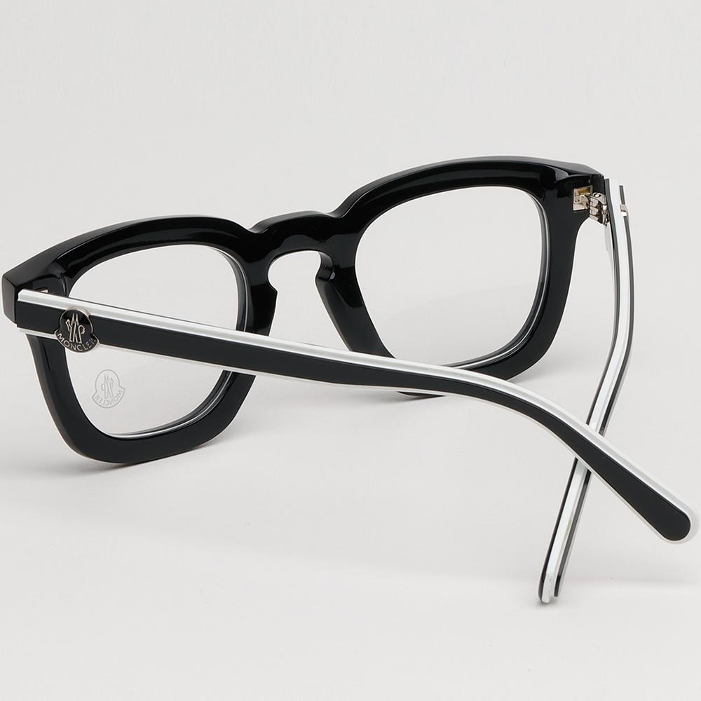 Moncler Black Thick Acetate Rectangular Eyeglass Frames Unisex ML5195 001