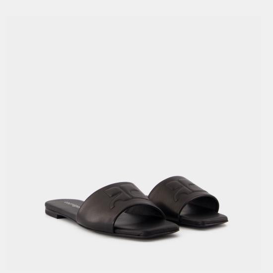 courreges Black Mule Slippers Sandals 125 SSD 025 AG 00309999