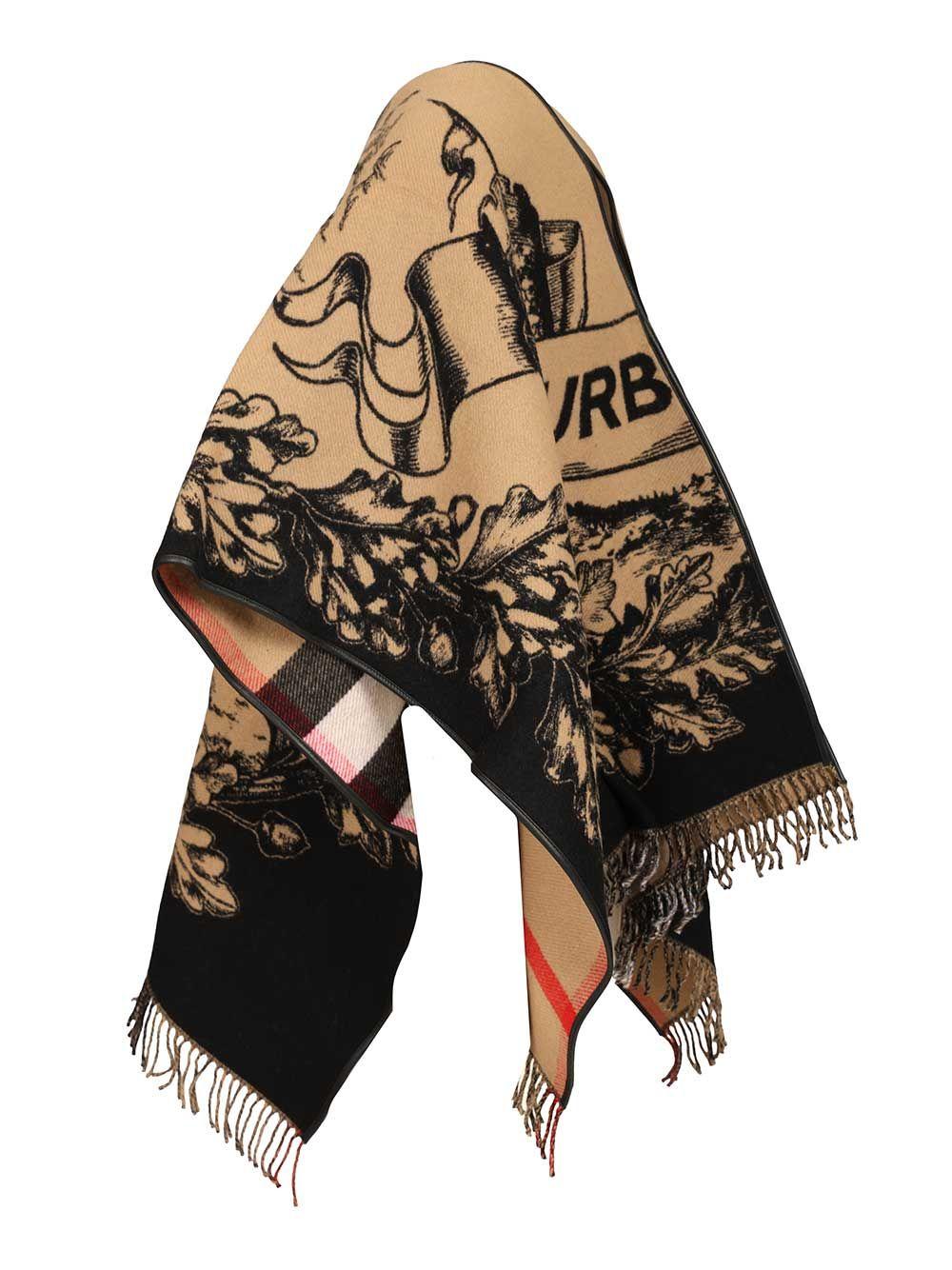 BURBERRY Beige Check Cashmere Scarf