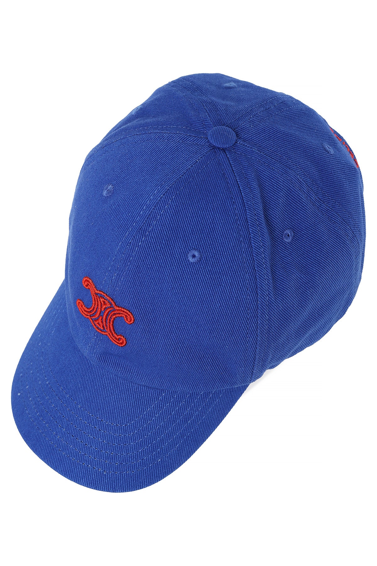 CELINE Vivienne Cotton Twill Cap Blue Red
