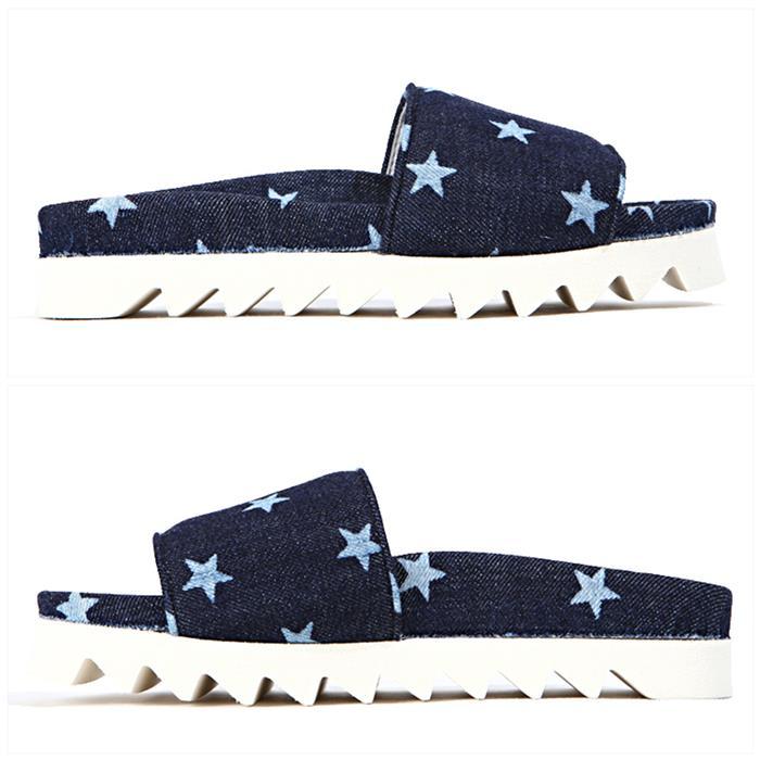 joshua sanders White Star Denim Slide Sandals