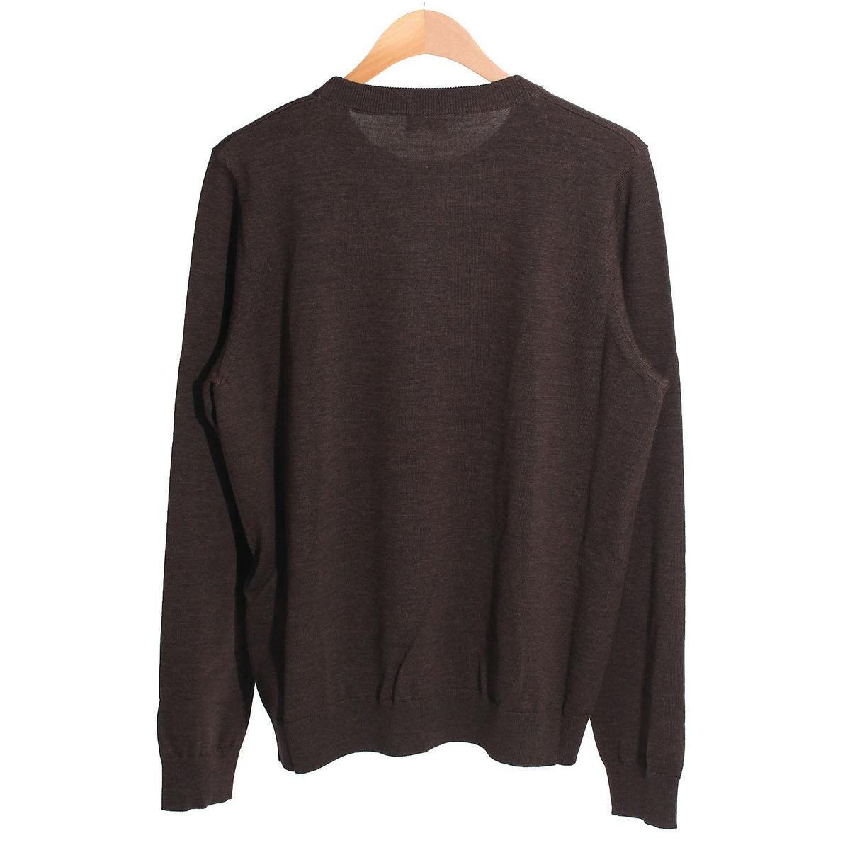 CELINE Chocolate Wool Crewneck Sweater with Embroidered Logo