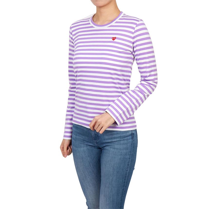 Comme des Garcons Mini Red Heart Stripe Long Sleeve T-Shirt Unisex AZ T217 051 4
