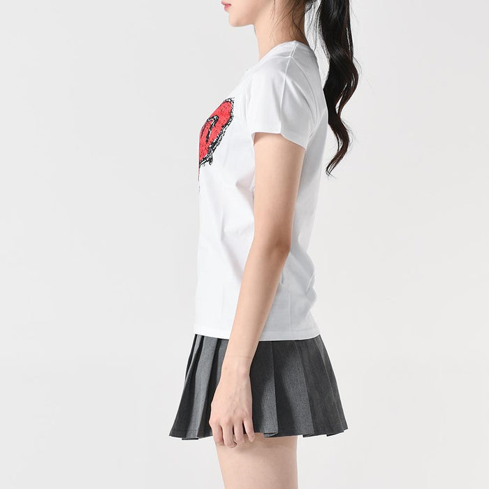 Alexander Mcqueen Scribble Heart Print Short Sleeve T-Shirt White