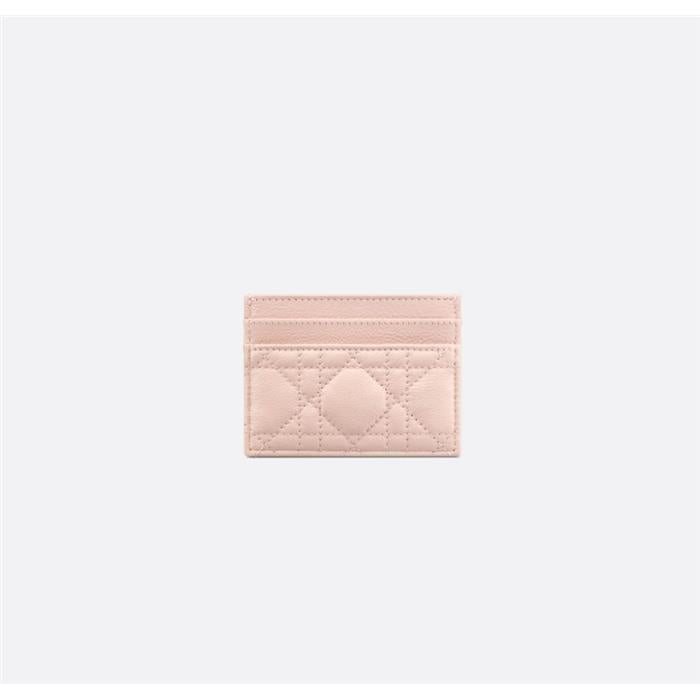 DIOR Caro Freesia Leather Card Holder Wallet
