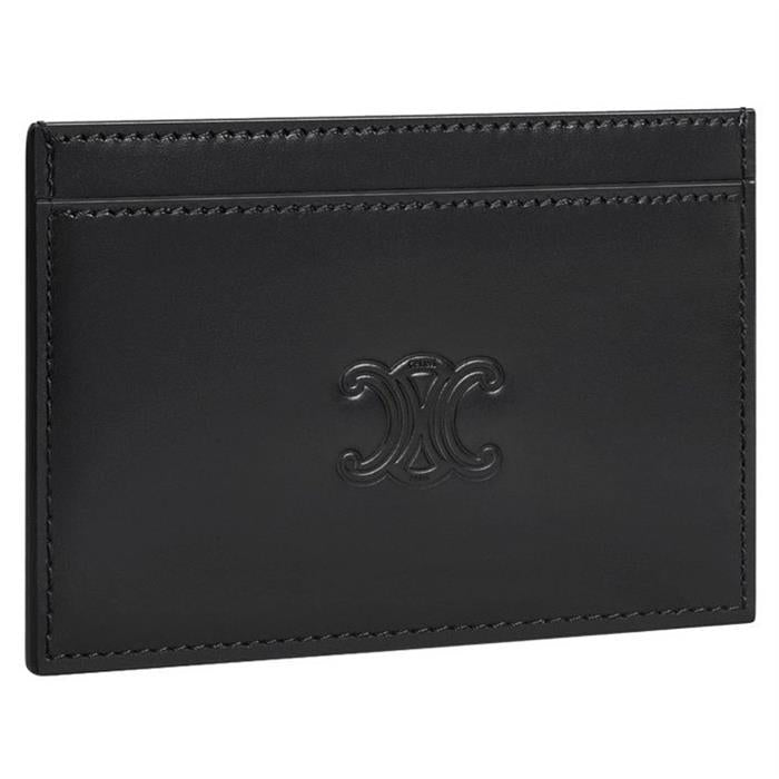 CELINE Triomphe Leather Card Holder Wallet for Men Gray