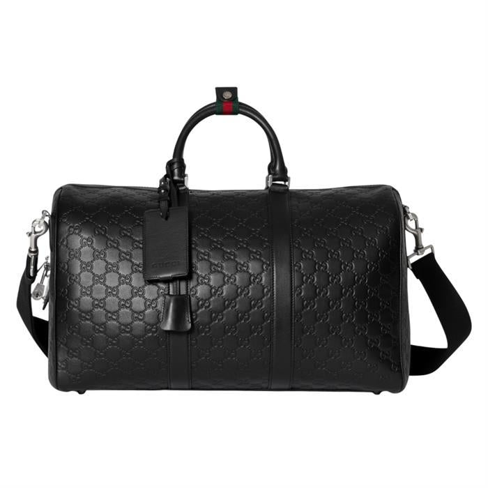 GUCCI GG Emblem Medium Duffel Bag Crossbody Black