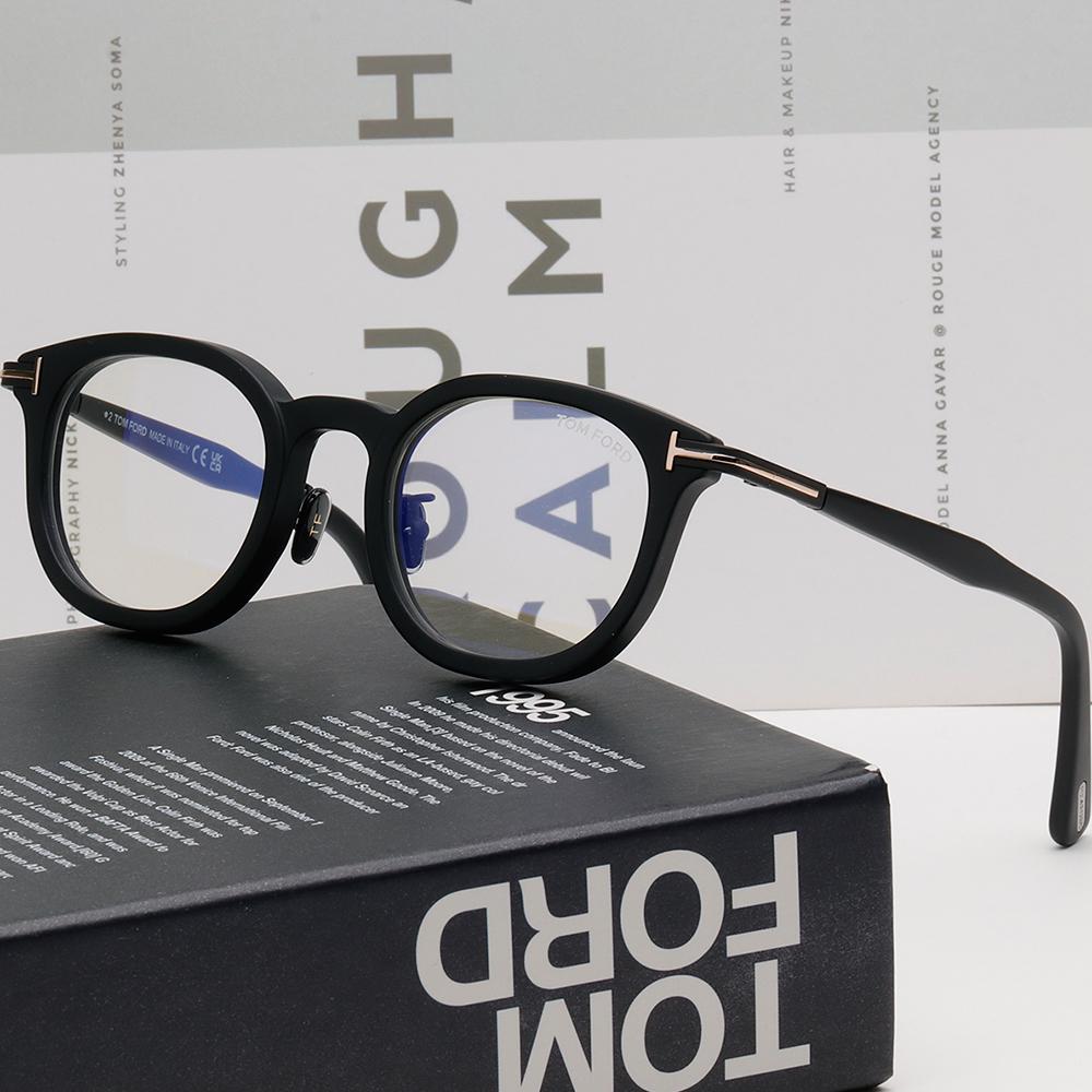 TOM FORD Matte Black Round Blue Light Blocking Eyeglasses Unisex TF6009DB 002