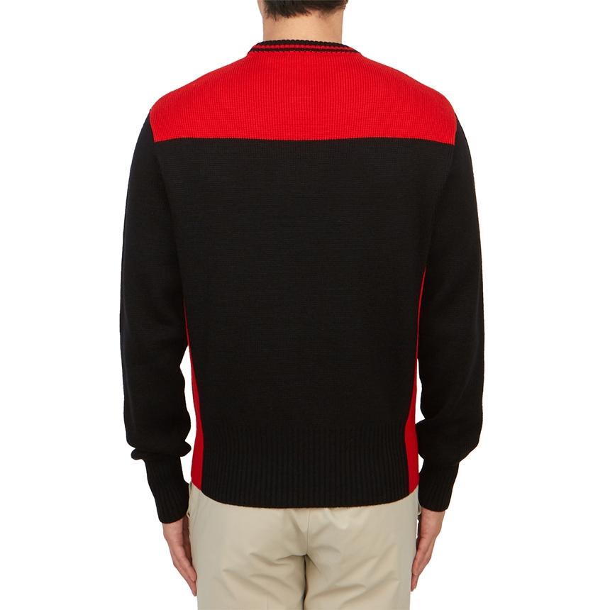 Ferragamo Men’s Round Neck Knit Sweater 12 2167 NERO RED 0765669