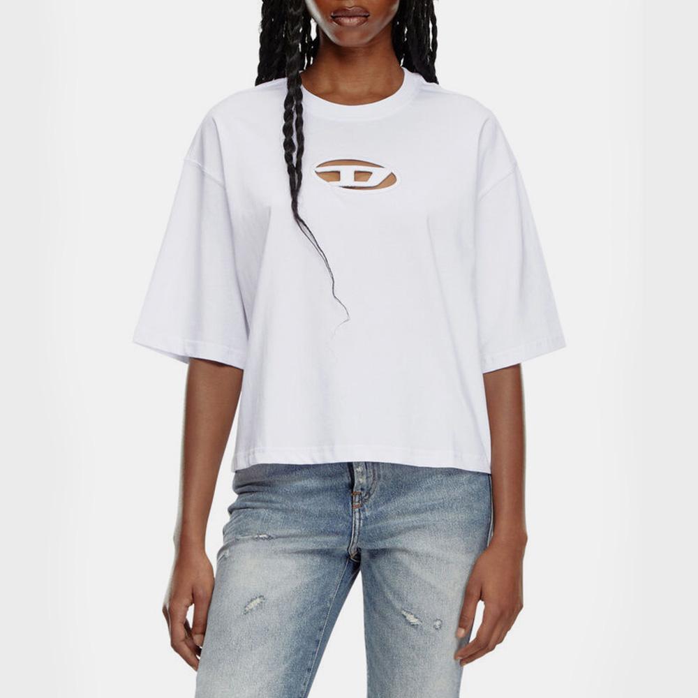 DIESEL Peekaboo Logo Crop Boxy T-Shirt White Women’s A150960NIAX 100