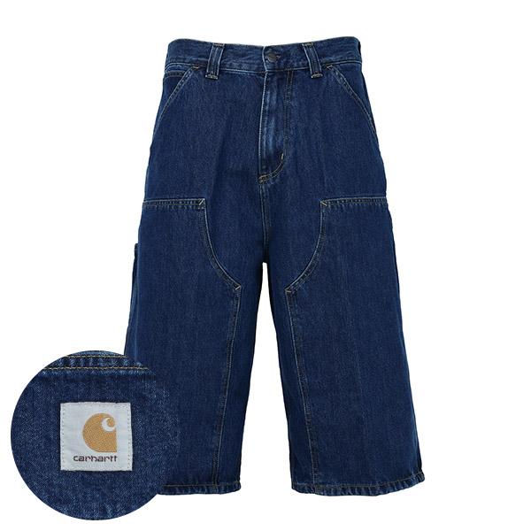 Carhartt Stonewashed Blue Double Knee Long Denim Shorts I037493 0106