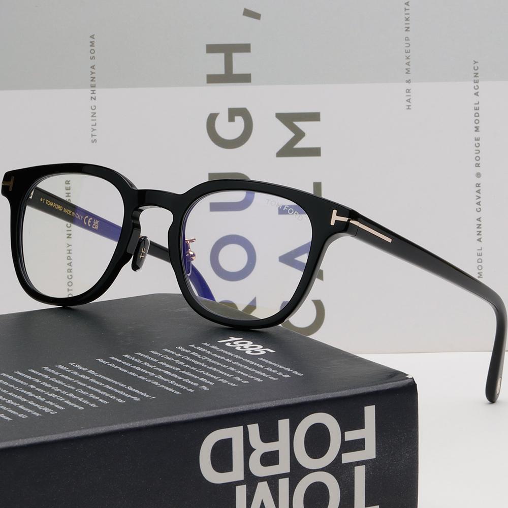 TOM FORD Blue Light Blocking Asian Fit Black Acetate Eyeglass Frame TF5922KB 001