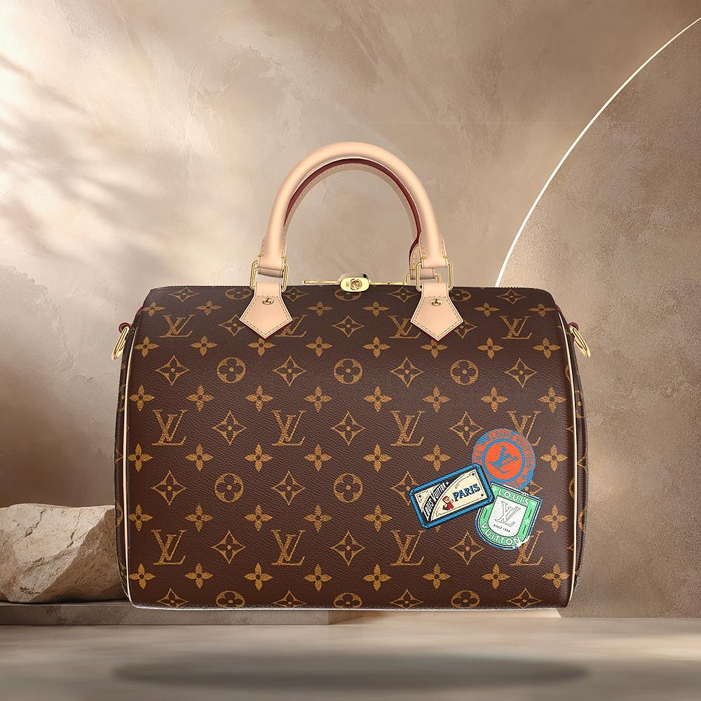 Louis Vuitton Mon Monogram Coated Canvas Speedy Bandouliere 30 Tote Bag