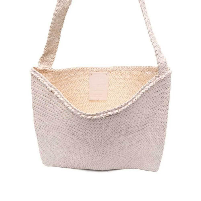 Dragon Diffusion Woven Leather Tote Bag Pearl White 8848 PEARL