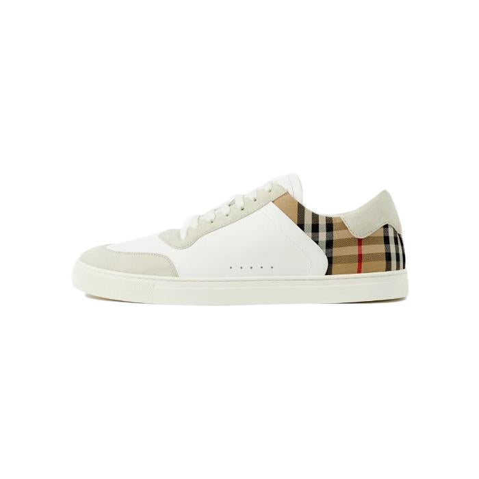 BURBERRY Leather Suede Check Low-Top Sneakers