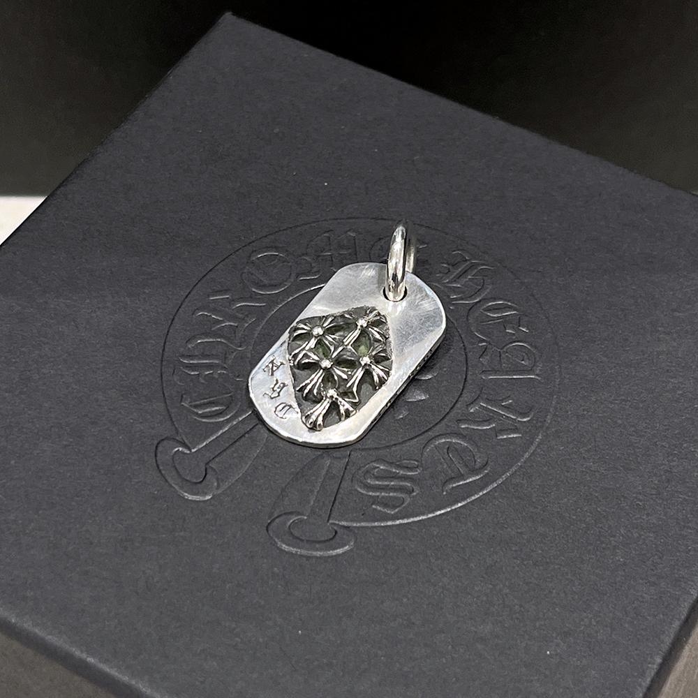 Chrome Hearts NYC Cemetery Dog Tag Pendant Silver Charm Necklace