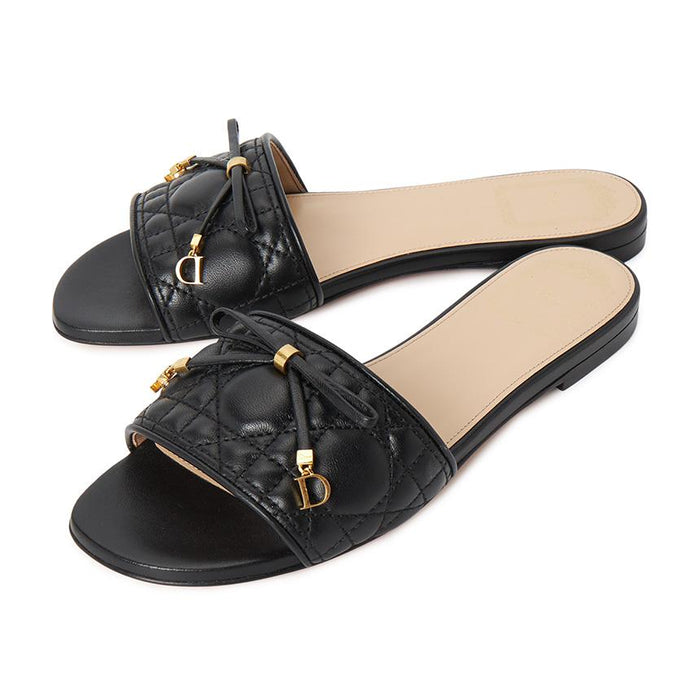 DIOR Cannage Women’s Slide Sandals Slippers Black