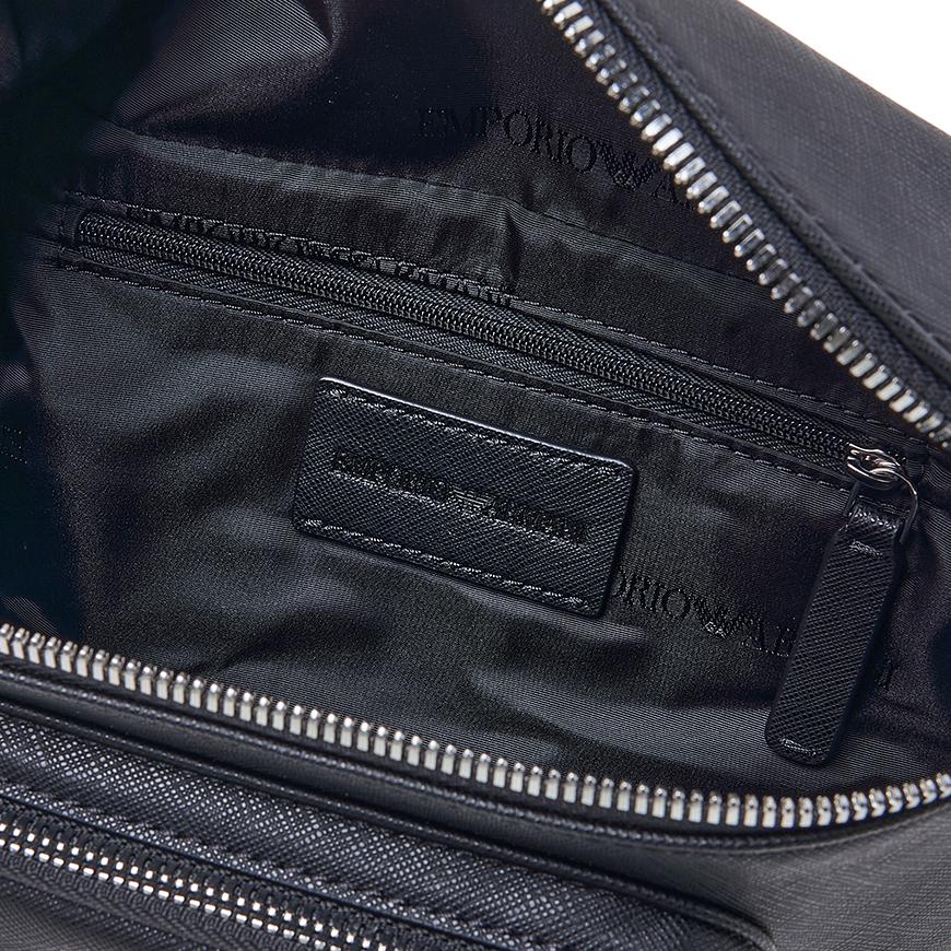 Emporio Armani Men’s Logo Belt Bag Crossbody Black Leather