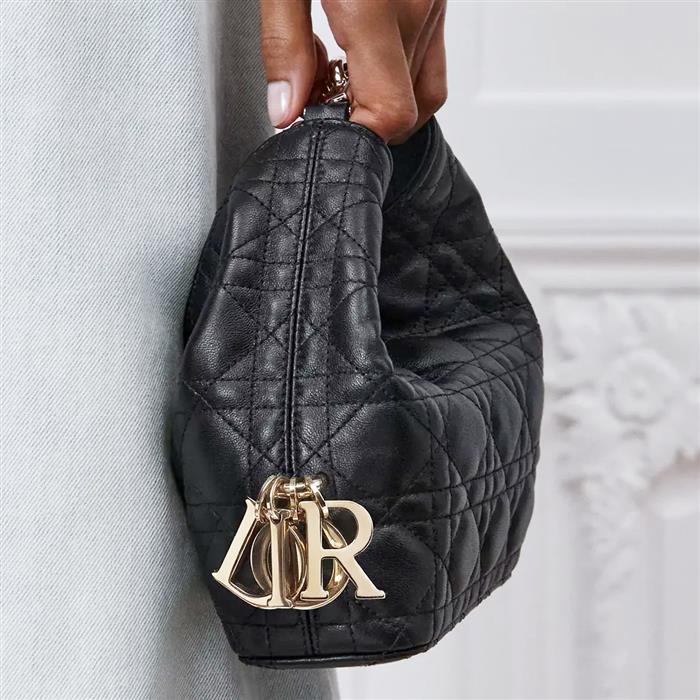DIOR Toujours Mini Hobo Bag Black Leather Shoulder Bag