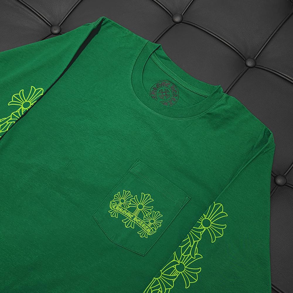 Chrome Hearts Cemetery Cross Long Sleeve T-Shirt Kelly Green Glow Green