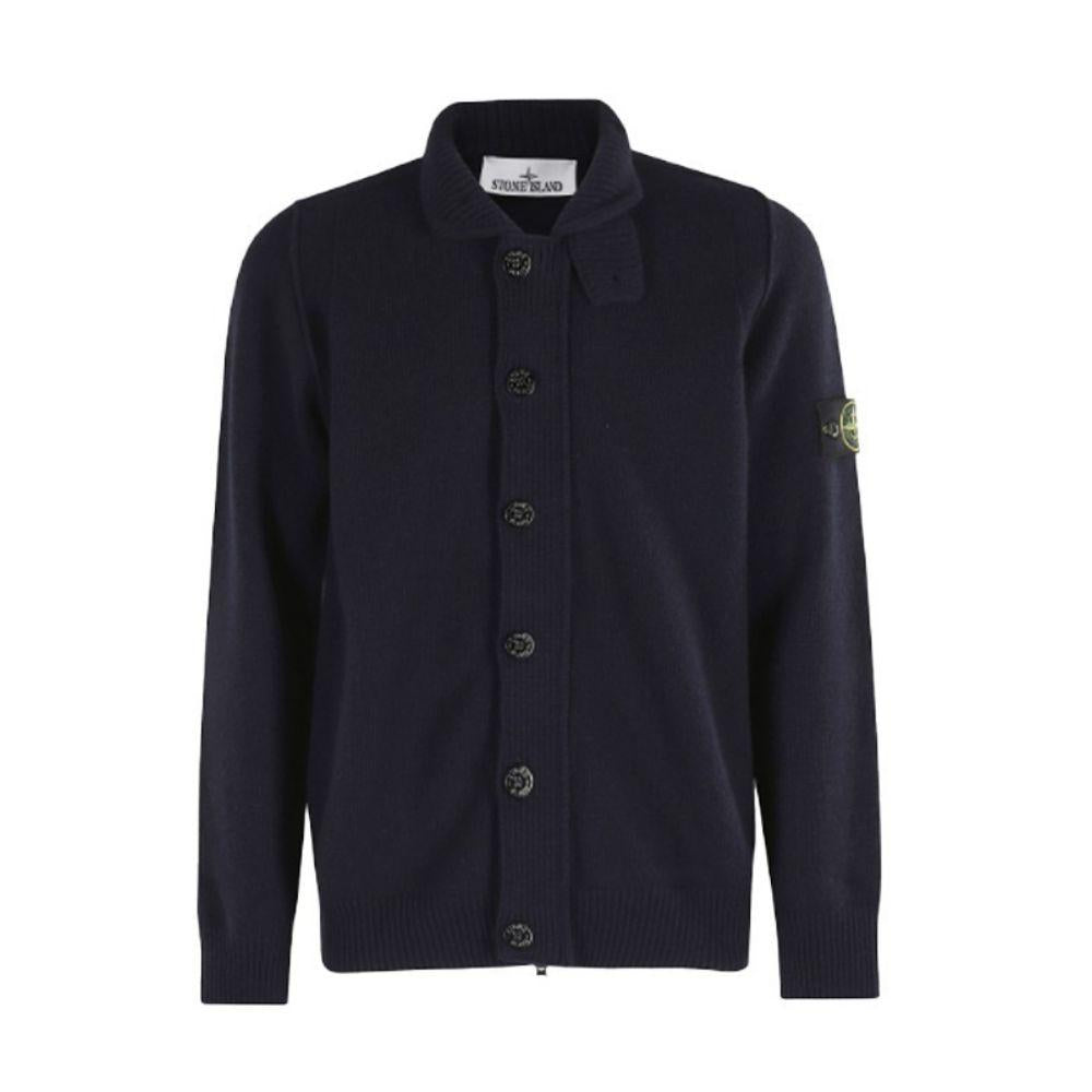 STONE ISLAND Navy Full-Zip Knit Cardigan Jacket Men K2S15 5100047 S00A3 V0020