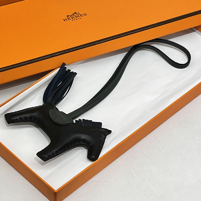 HERMES Rodeo PM Bag Charm Black Dark Gray Calfskin Lambskin