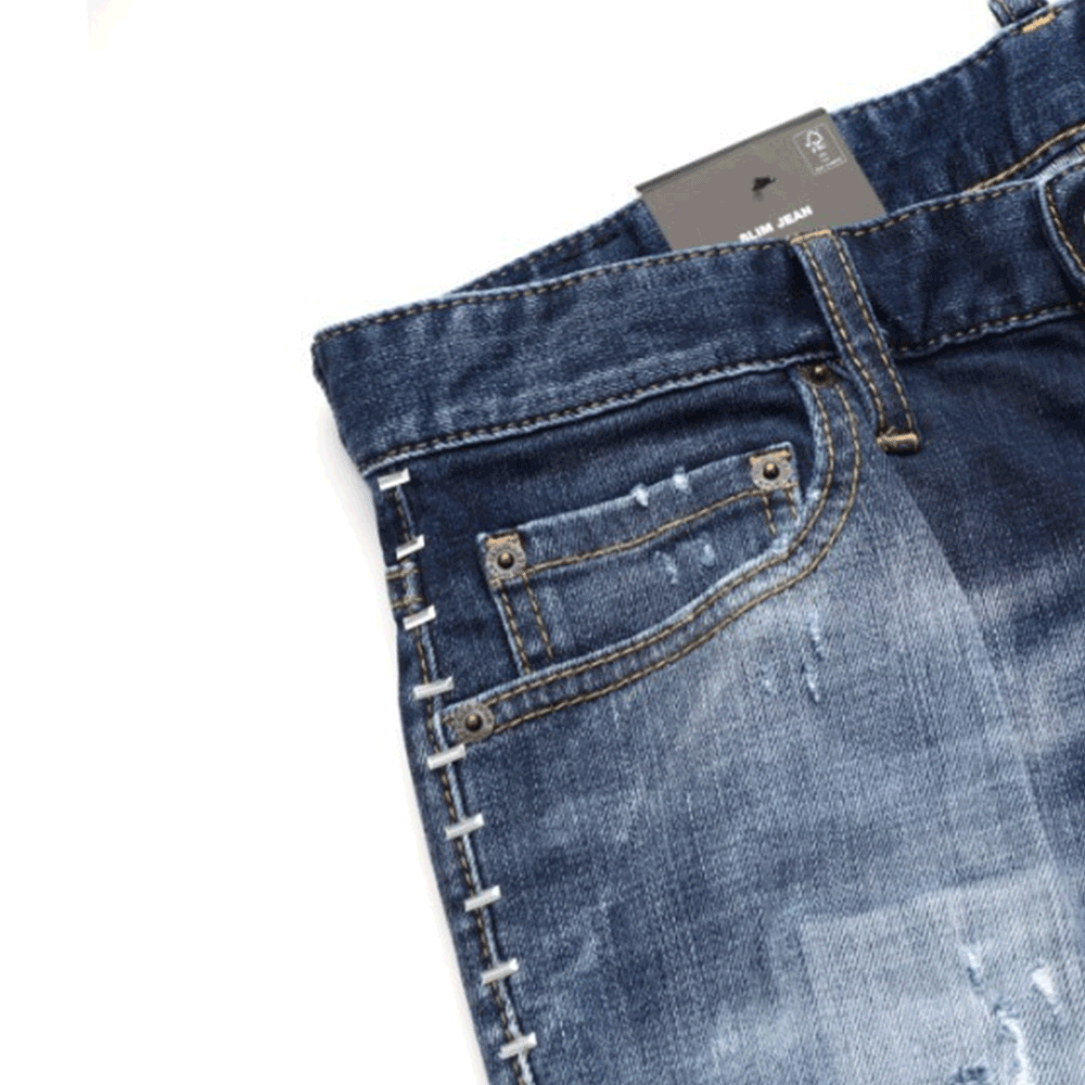 Dsquared2 Stud Detail Slim Jeans Men’s Denim Pants Navy