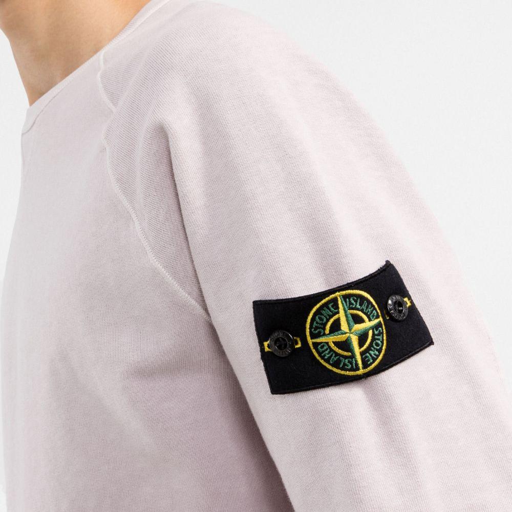STONE ISLAND Light Pink Patch Logo Crewneck Sweatshirt for Men 761566360 V0180