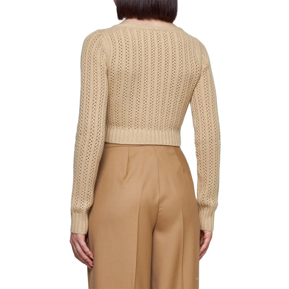 Max Mara Beige Wool Cashmere Crewneck Knit Sweater 21366011600 003