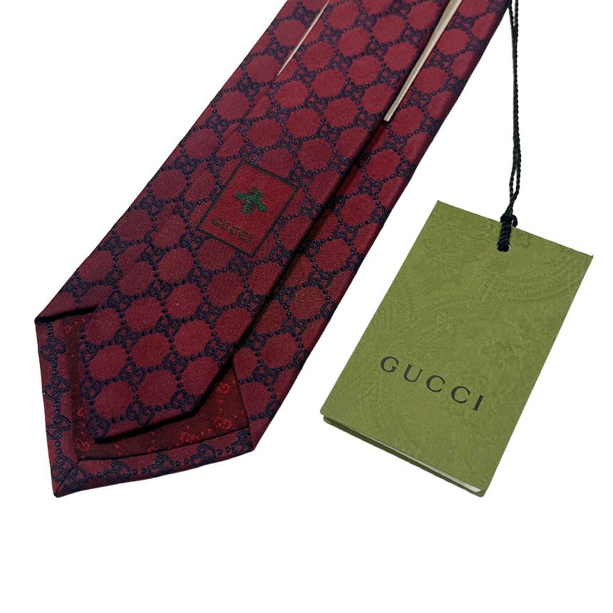 GUCCI Burgundy Logo Silk Tie for Men 456524 4B002 6068 GG