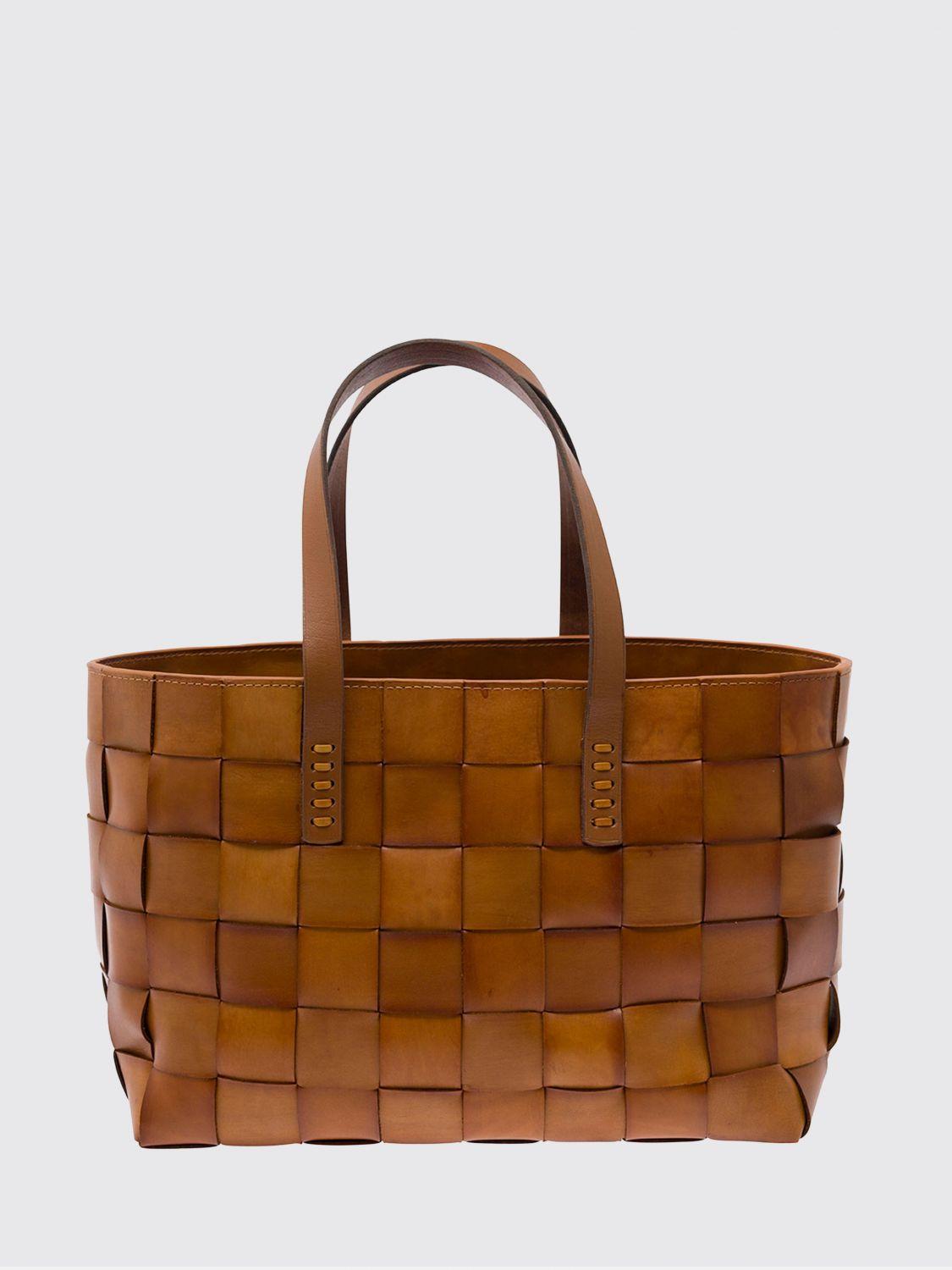 Dragon Diffusion Tan Leather Woven Tote Bag