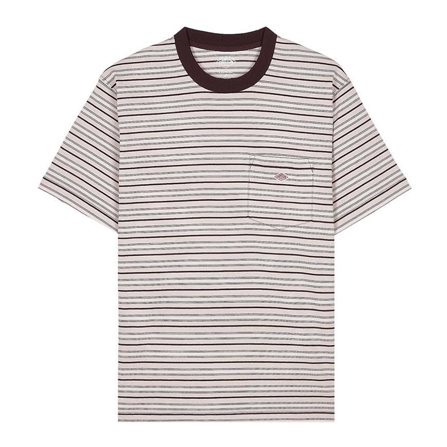 DANTON Men's Short Sleeve Pocket T-Shirt DT C0198 TCB BEIGE X BROWN MULTI